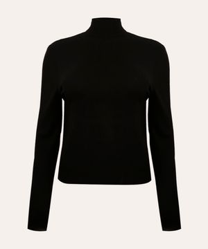 suéter tricot gola alta plus size preto