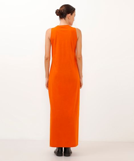 vestido longo de algodão básico - terracota