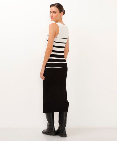 vestido de tricot midi alças médias off white