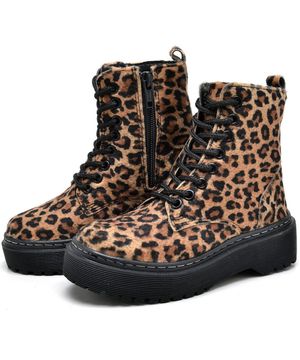 Bota Coturno Infantil Feminino Tratorada Animal Print DUBUY 1105FG Marrom