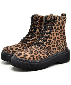 Bota Coturno Infantil Feminino Tratorada Animal Print DUBUY 1105FG Marrom