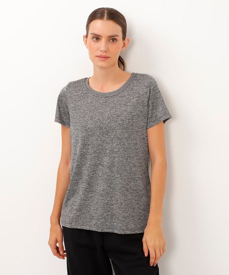 camiseta esportiva básica decote redondo - cinza mescla