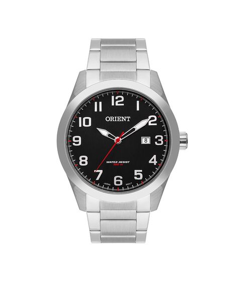 relógio masculino orient analógico calendário mbss1360 p2sx prateado