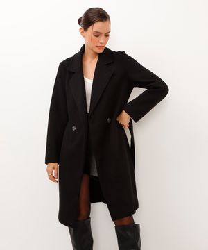 casaco trench coat felpado preto