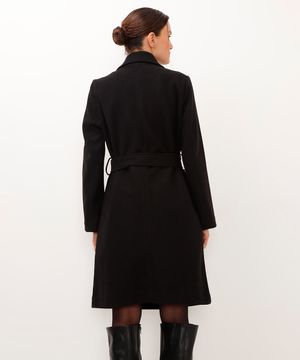 casaco trench coat felpado preto