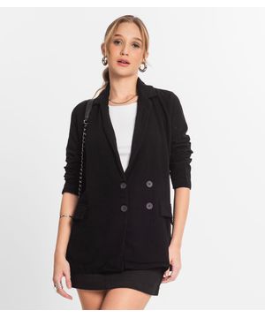 Blazer Feminino Em Linho Endless Preto