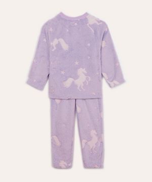 pijama de pelúcia infantil unicórnio lilás