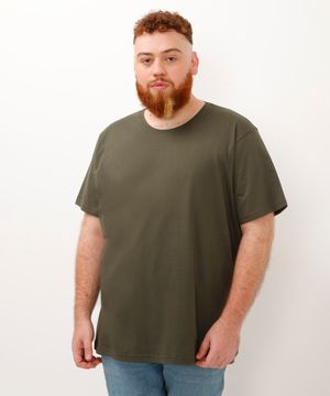 camiseta de algodão manga curta plus size verde