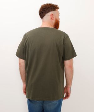 camiseta de algodão manga curta plus size verde