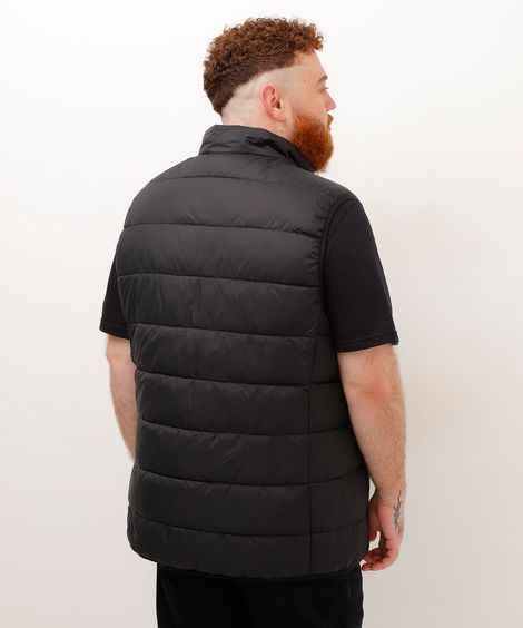 colete puffer plus size básico preto