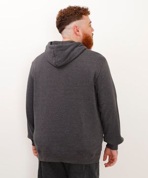 jaqueta de moletom básica plus size cinza mescla