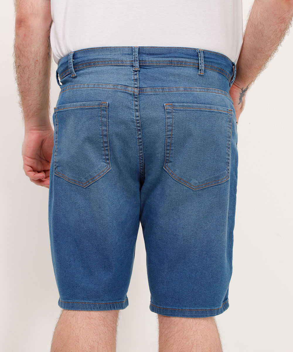 Bermuda Slim Jeans Azul Médio