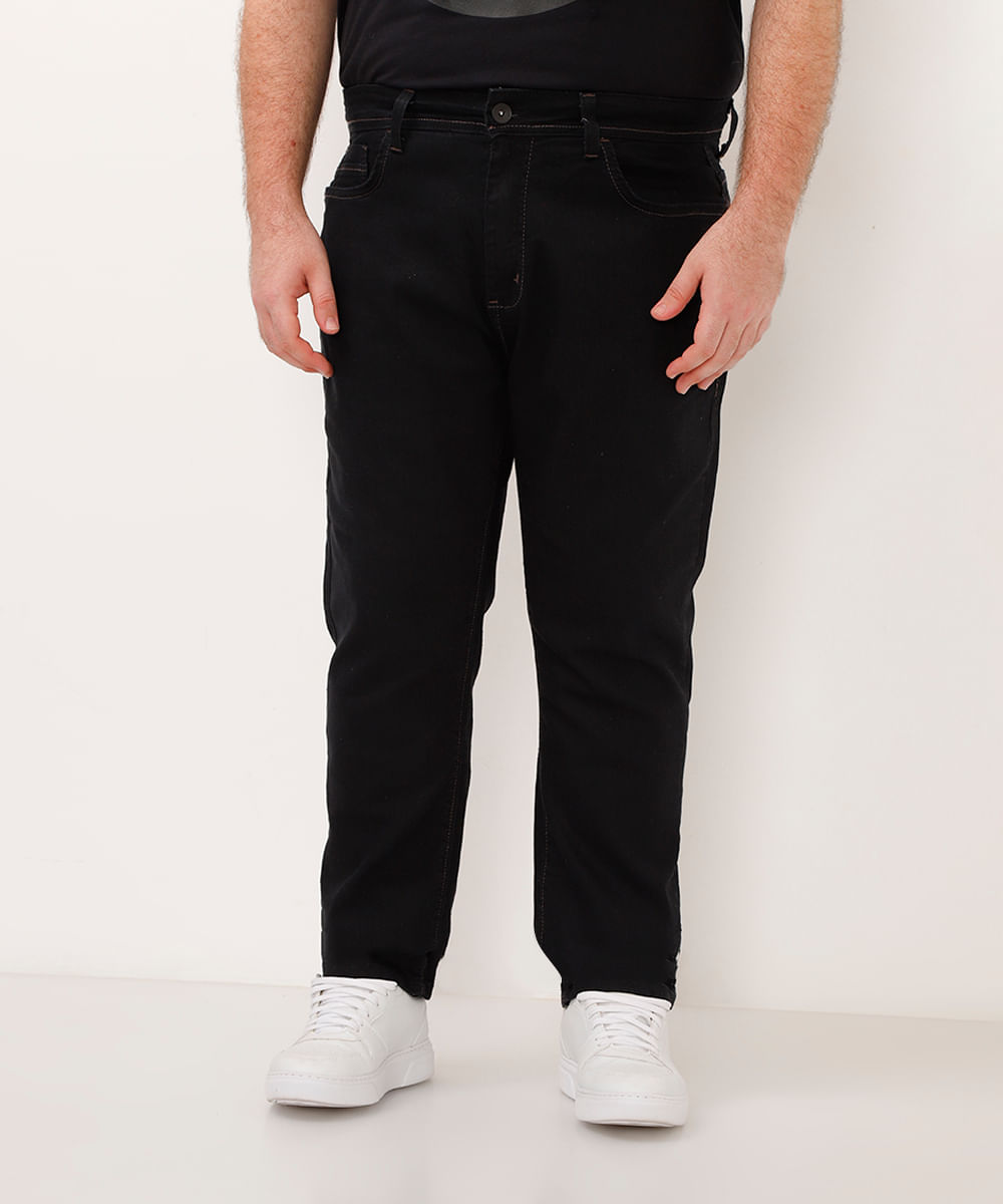calça jeans slim plus size - black jeans