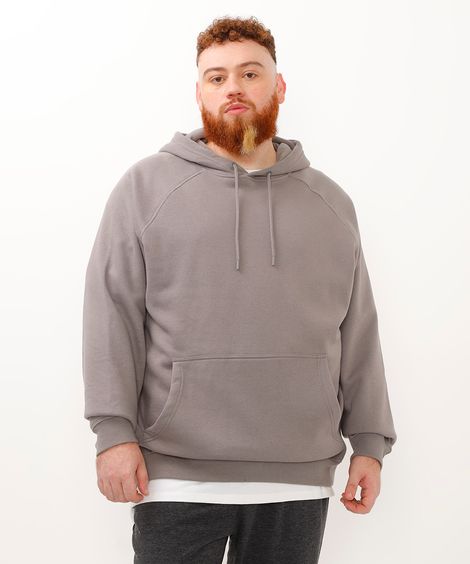 blusão de moletom plus size com capuz chumbo