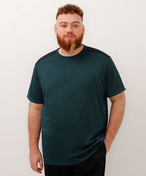 camiseta plus size manga curta esportiva ace preta - petroleo