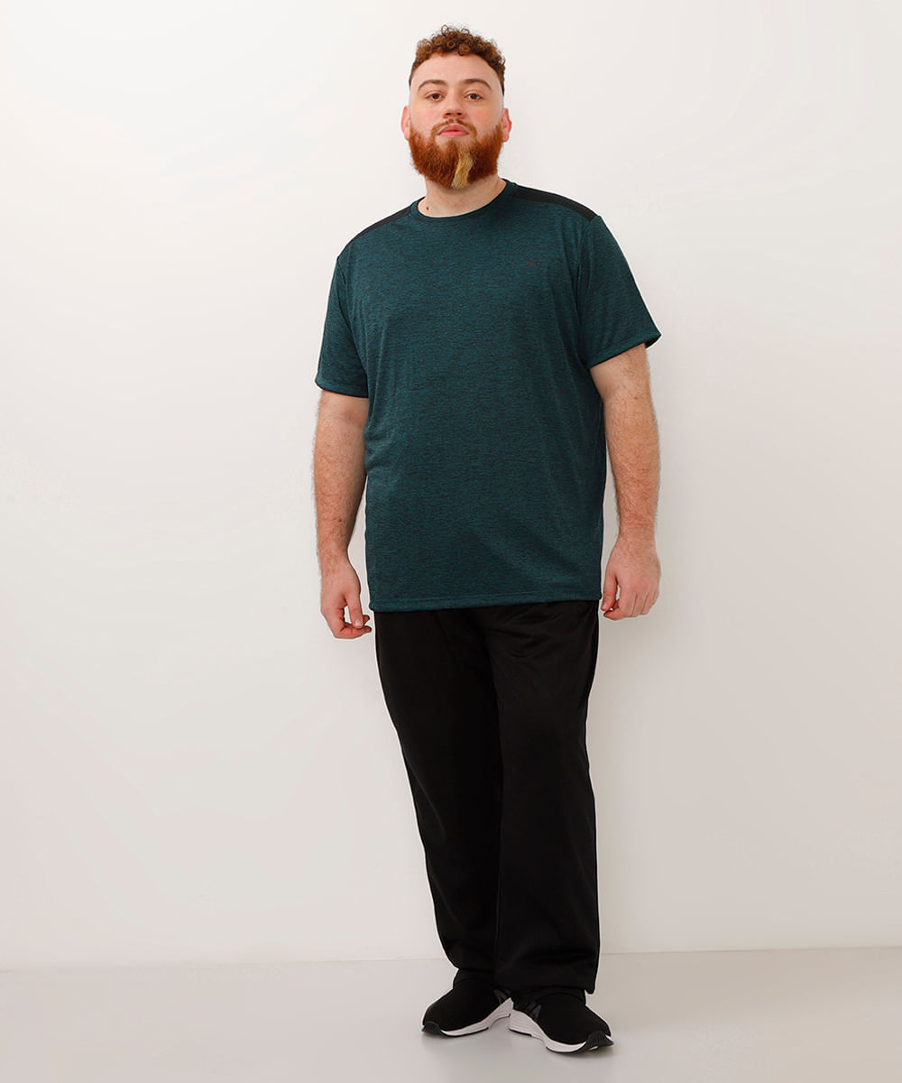 camiseta plus size manga curta esportiva ace preta - petroleo