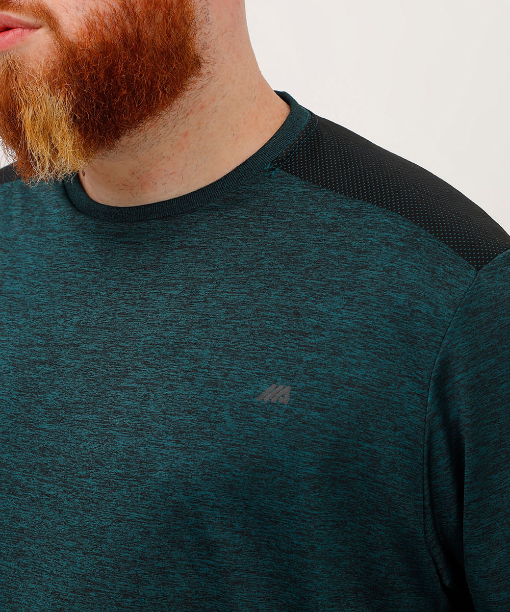 camiseta plus size manga curta esportiva ace preta - petroleo