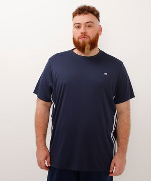 camiseta plus size manga curta esportiva ace azul marinho