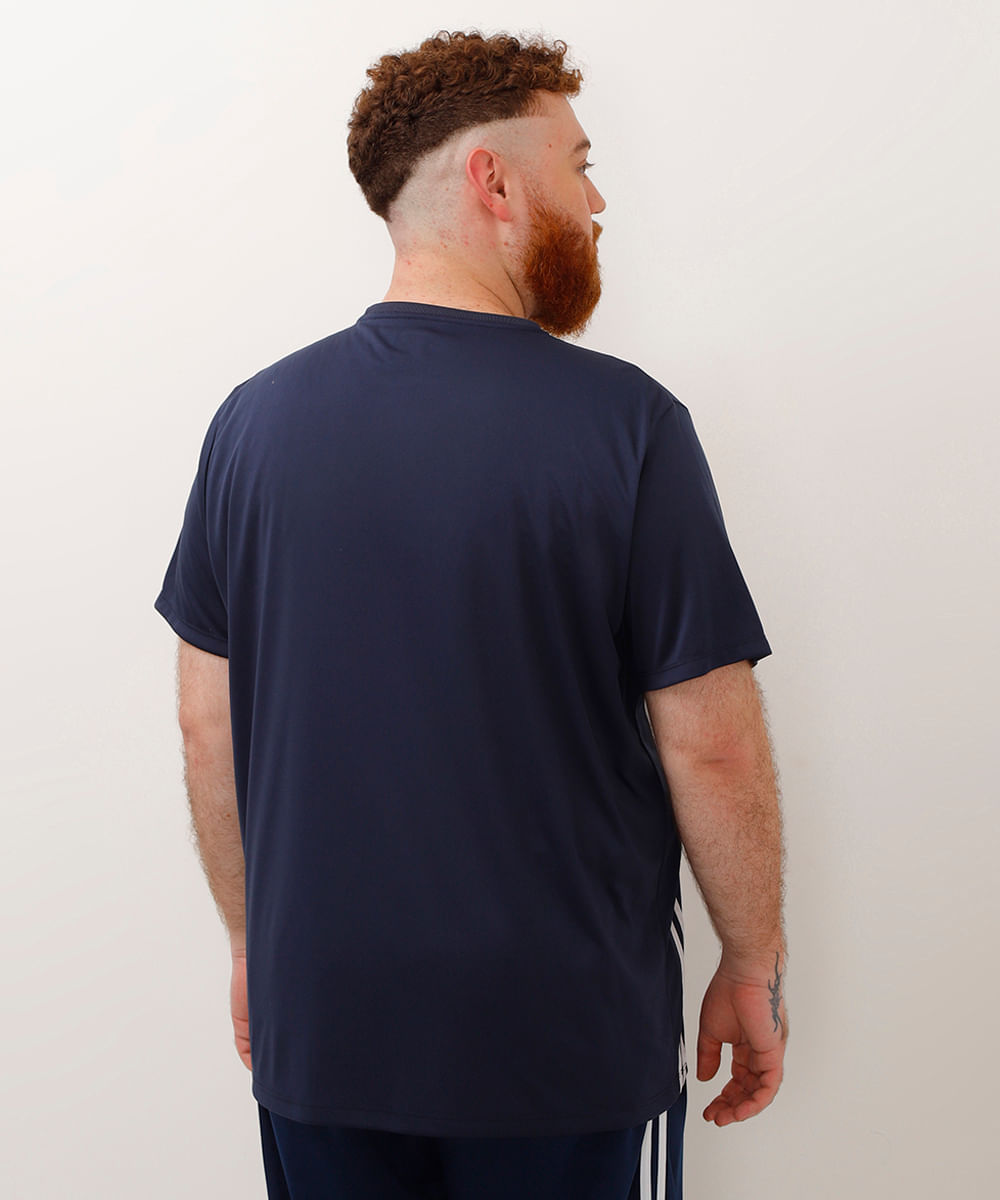 camiseta plus size manga curta esportiva azul marinho