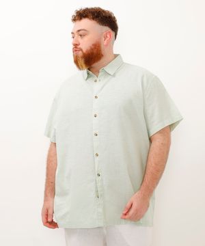 camisa linho plus size verde