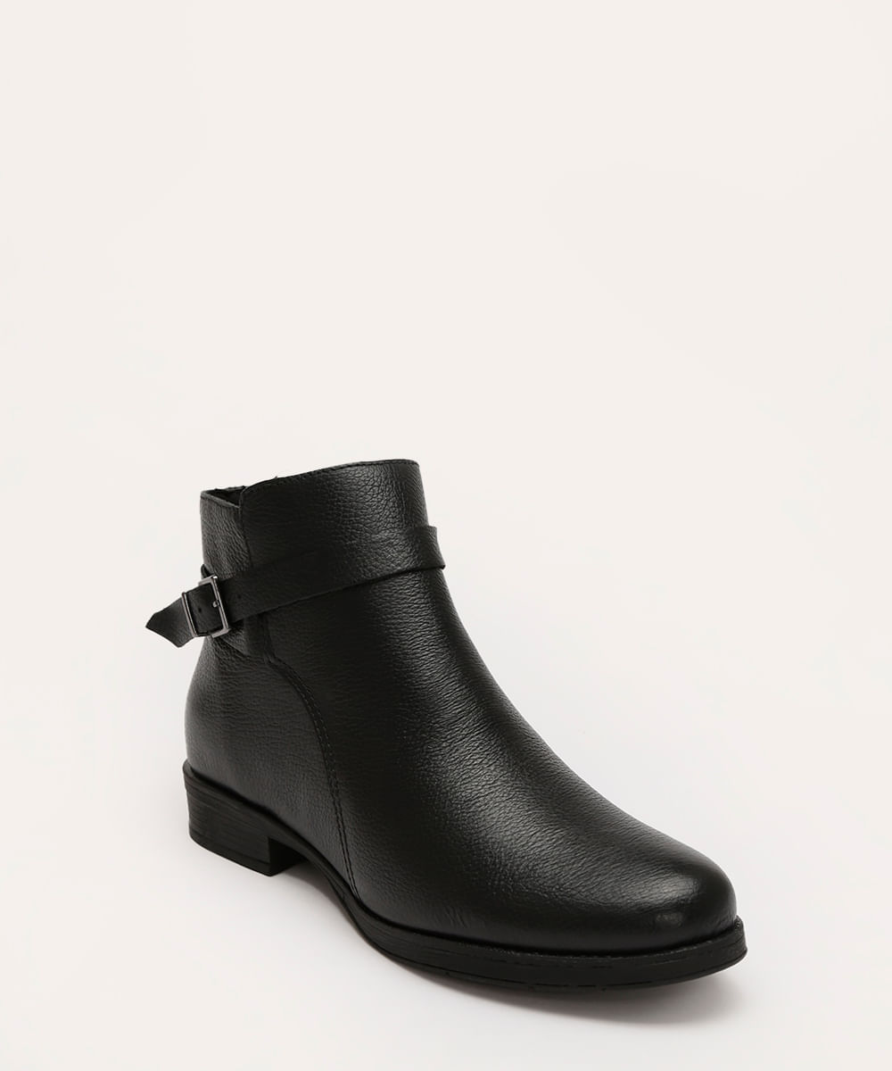 bota cano curto de couro bottero preta