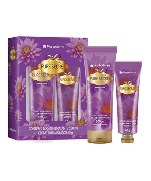 kit presente phytoderm pure secret loção hidratante corporal 200ml e creme de mãos 60g