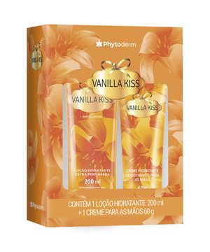 kit presente phytoderm vanilla kiss loção hidratante corporal 200ml e creme de mãos 60g