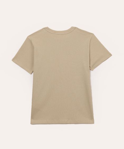 camiseta de algodão infantil com bolso bege