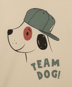 camiseta de algodão infantil cachorro bege