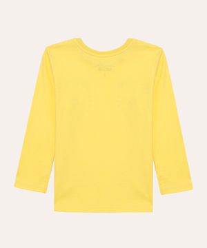 camiseta de algodão infantil leão amarelo