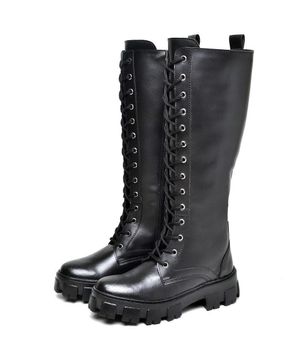 Bota Coturno Feminina Tratorada Cano Alto DUBUY 1800FG Preto