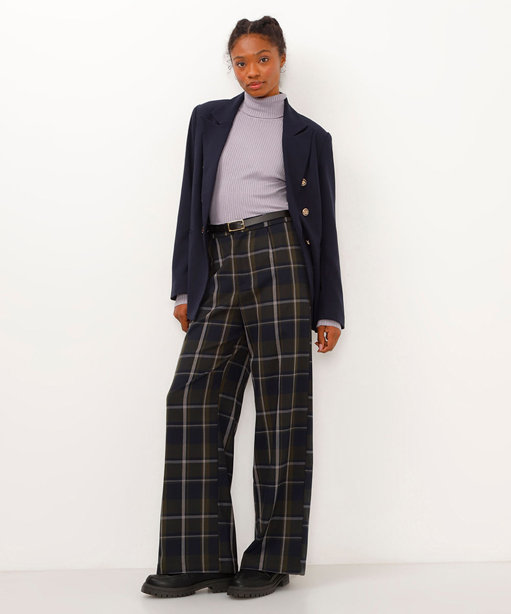 blusa de tricot canelado manga longa gola alta cinza