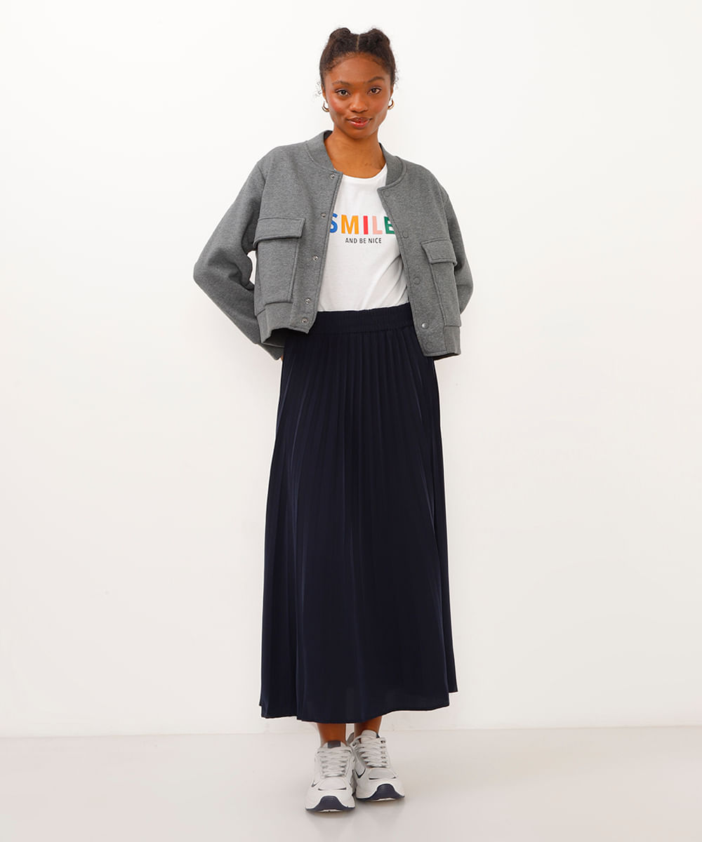 camiseta de algodão manga curta smile off white