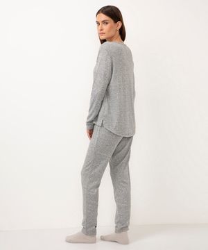 pijama longo básico cinza