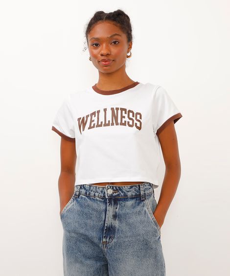 camiseta de algodão peruano baby look wellness off white