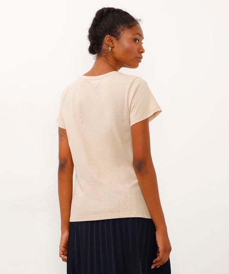 camiseta de algodão manga curta arara bege