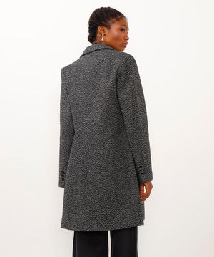 casaco alongado de alfaiataria com bolsos preto