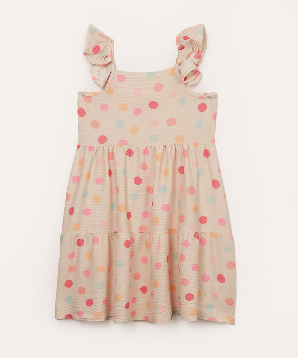 vestido infantil poá com babado colorido