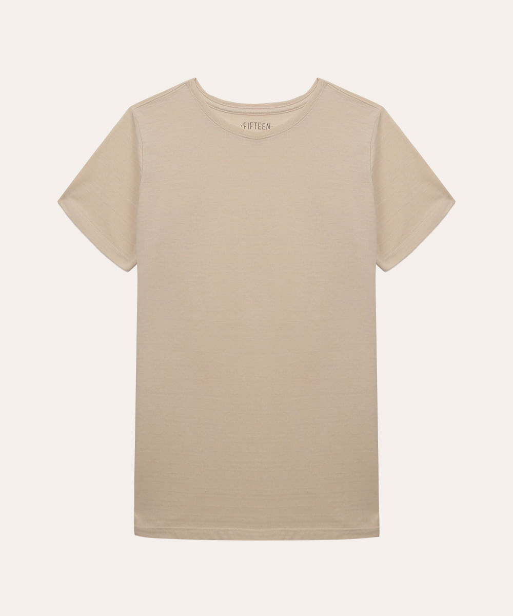 camiseta juvenil manga curta bege