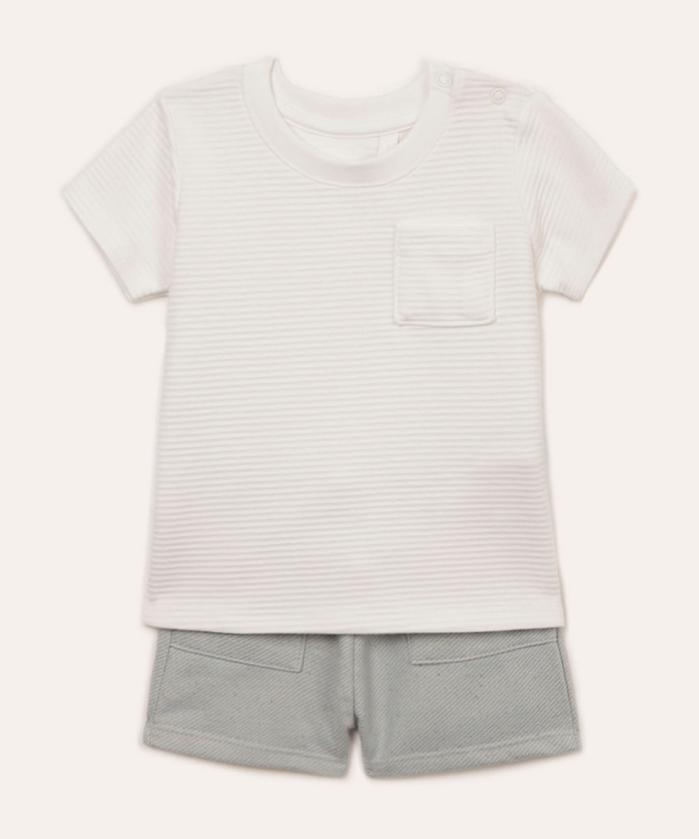 conjunto de algodão infantil texturizado off white