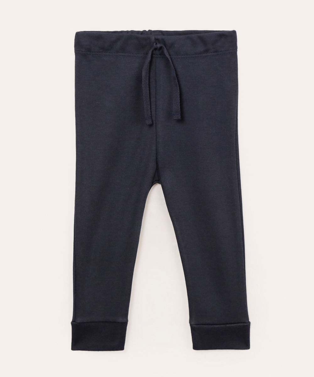 calça de algodão infantil azul marinho