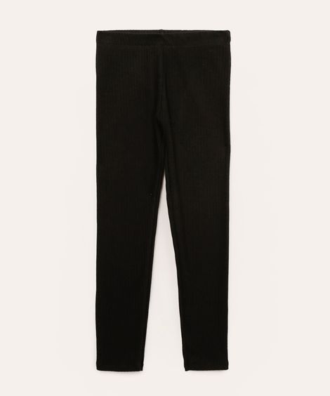calça legging infantil canelada preta