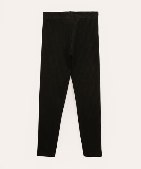 calça legging infantil canelada preta