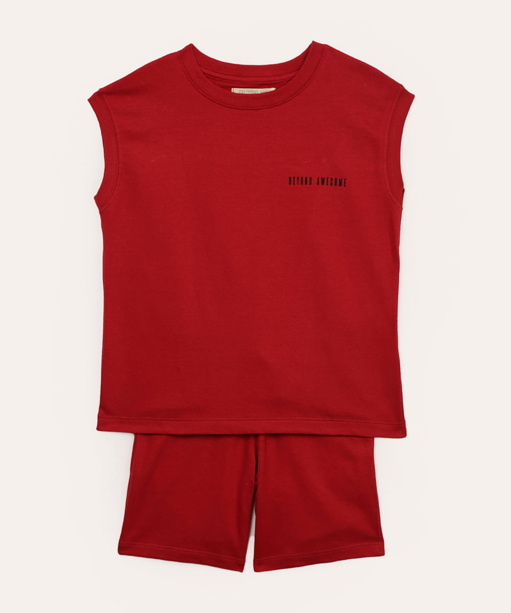 conjunto de moletinho infantil beyond awesome vermelho