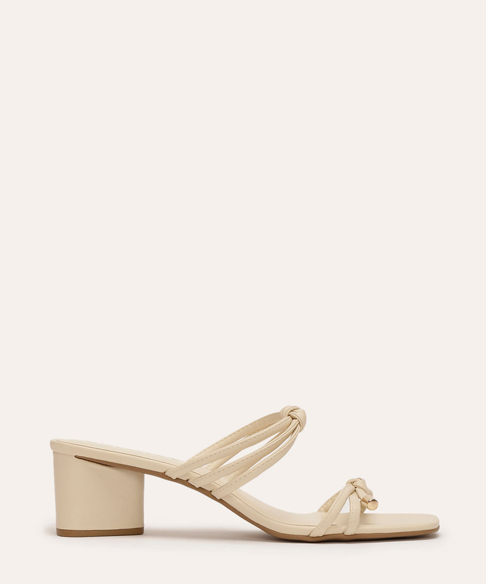 tamanco salto baixo bloco com nó oneself bege