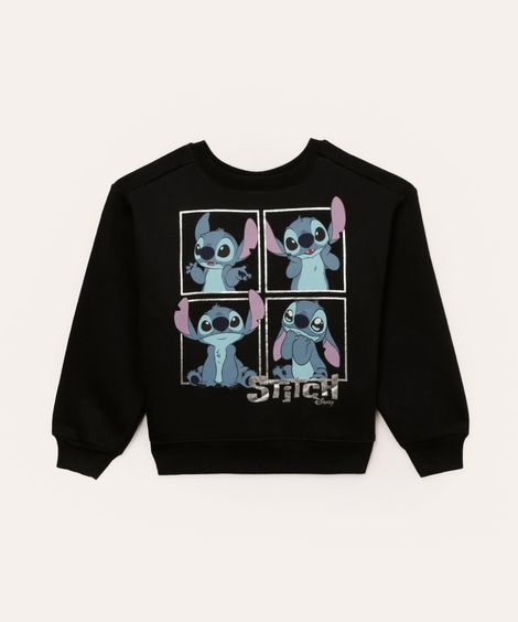 blusão de moletom infantil mood stitch preto
