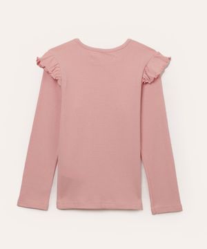 blusa de algodão infantil com babado rosa