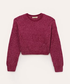 suéter de tricot chenille juvenil rosa