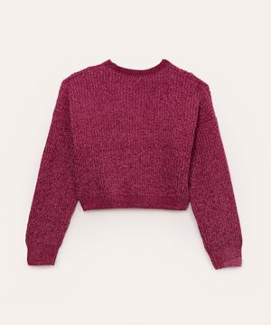 suéter de tricot chenille juvenil rosa