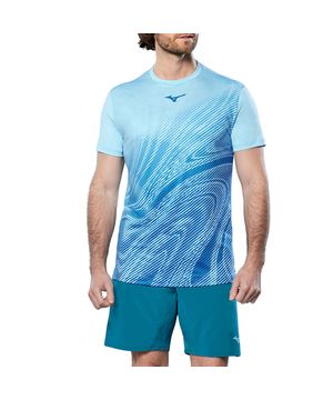 Camiseta de Tennis Masculina Mizuno Charge Shadow Graphic Azul